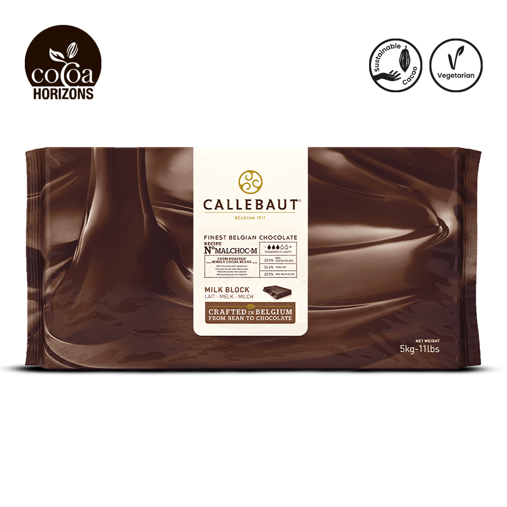 Callebaut chocolate block packaging with visible brand logos on a white background