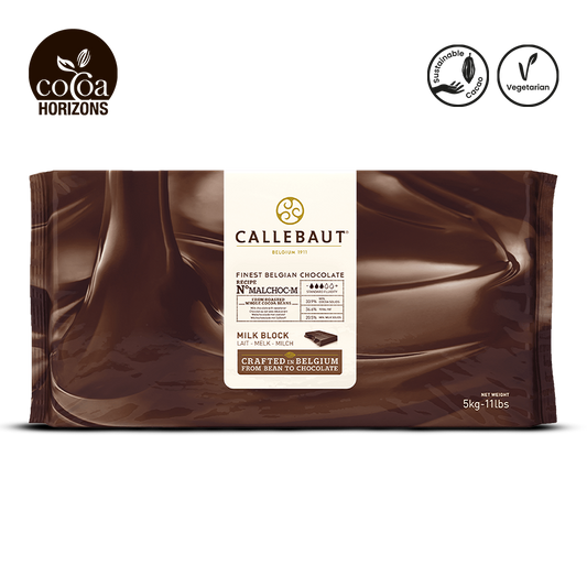 Callebaut chocolate block packaging with visible brand logos on a white background