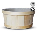 Wooden basket with a white interior on a white background