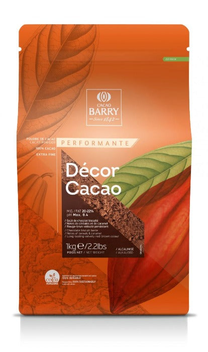 Cacao Barry ,  100% Pure Decor Cacao Powder Alkalized 20-22%, Performante - 1kg Bag