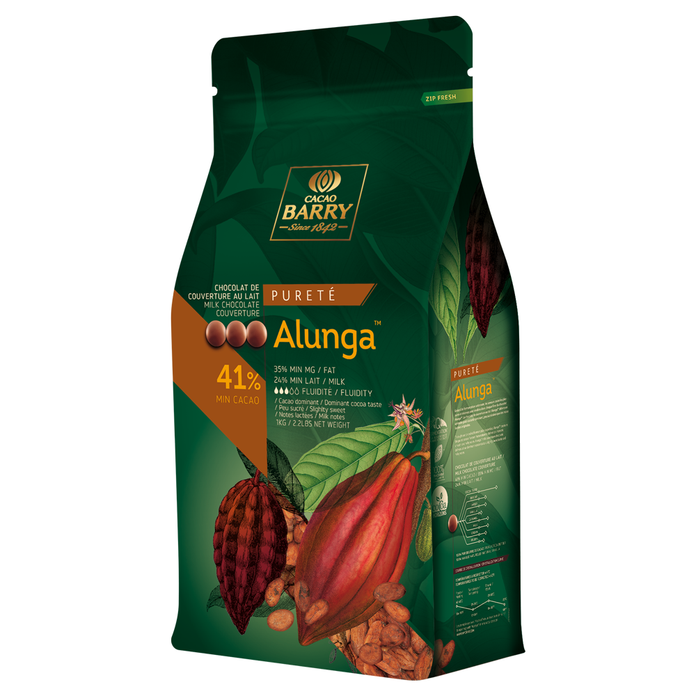 Cacao Barry France,Alunga Purity milk chocolate couverture 41%, 5 Kg Coins, pistoles