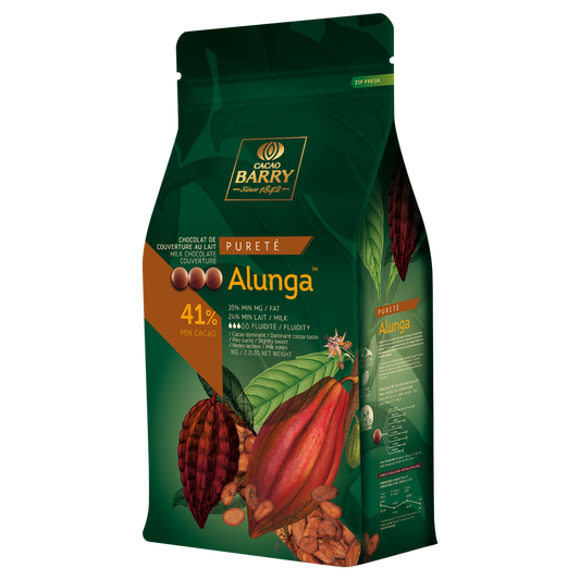 Cacao Barry France,Alunga Purity milk chocolate couverture 41%, 5 Kg Coins, pistoles