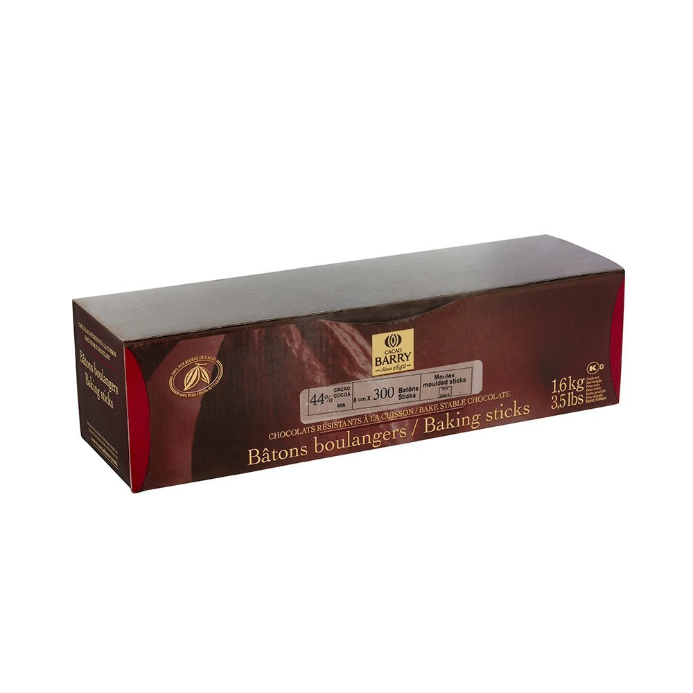 Dark chocolate baking sticks 44%, Cacao Barry France, 8 cm sticks, 1.6 kg box