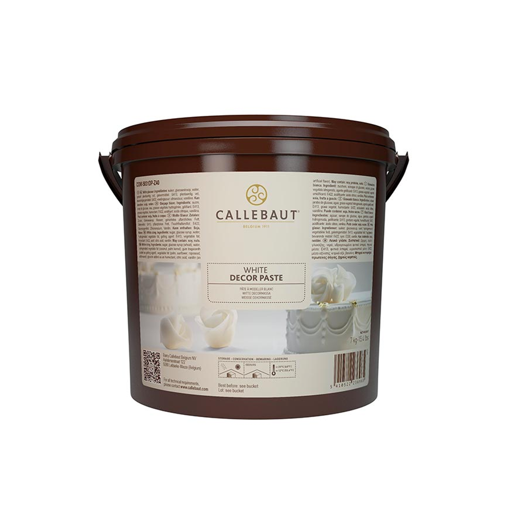 COW-5031 white icing sugar and Decor paste, Callebaut Belgium, 7 Kg Bucket
