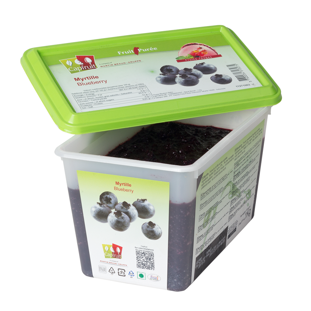 Blueberry Frozen Fruit Puree With 10% Added Sugar - 1kg Tub