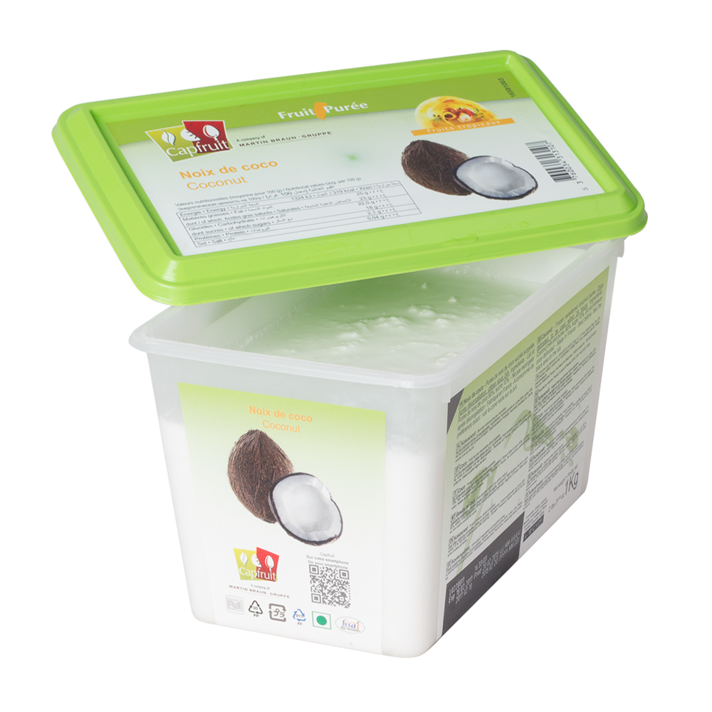 Capfruit(France),Coconut Frozen Fruit Puree With 10% Added Sugar - 1kg Tub