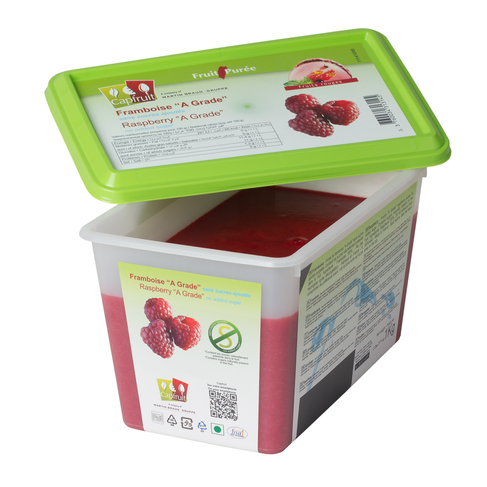 CapFruit(France),Raspberry Frozen Fruit Puree No Added Sugar - 1kg Tub