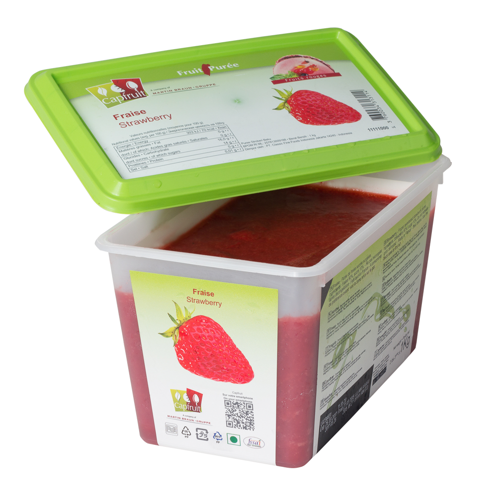 Strawberry Frozen Fruit Puree With 10% Added Sugar - 1kg Tub