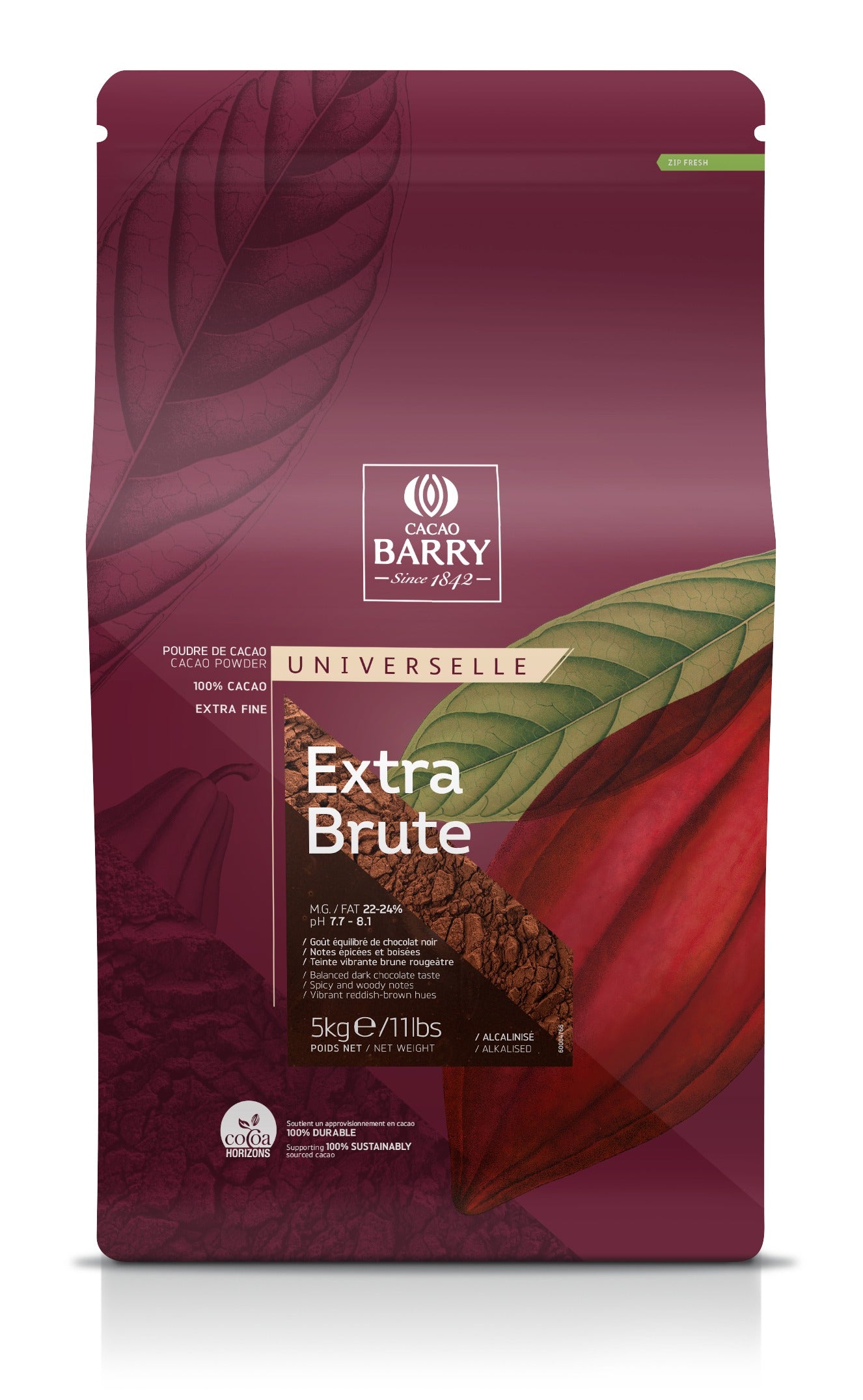 100% Pure Cocoa Powder 22-24%, Extra Brute